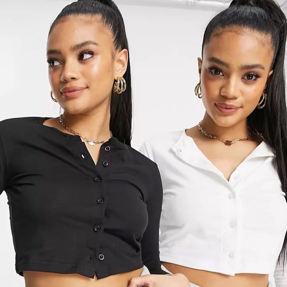 Tops - Pair of black and white crop tops